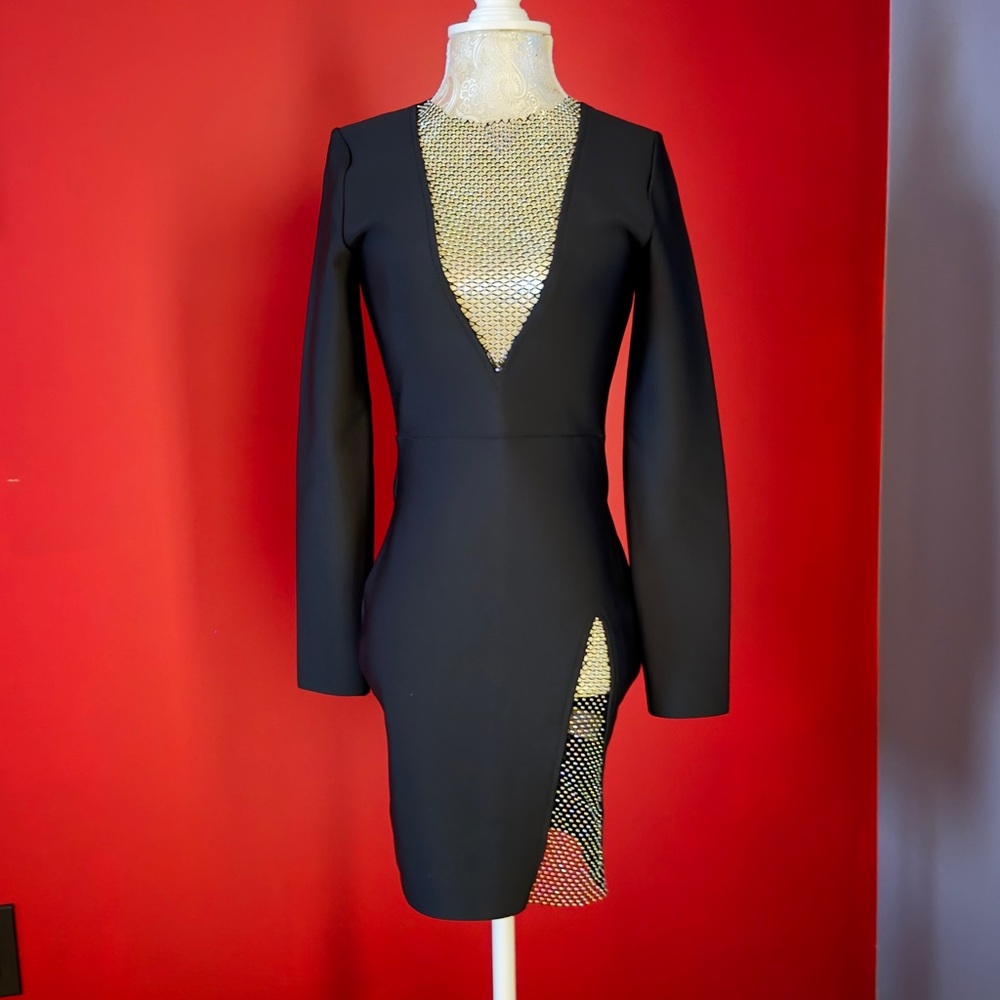 Chic Black Dress with Gold Accents